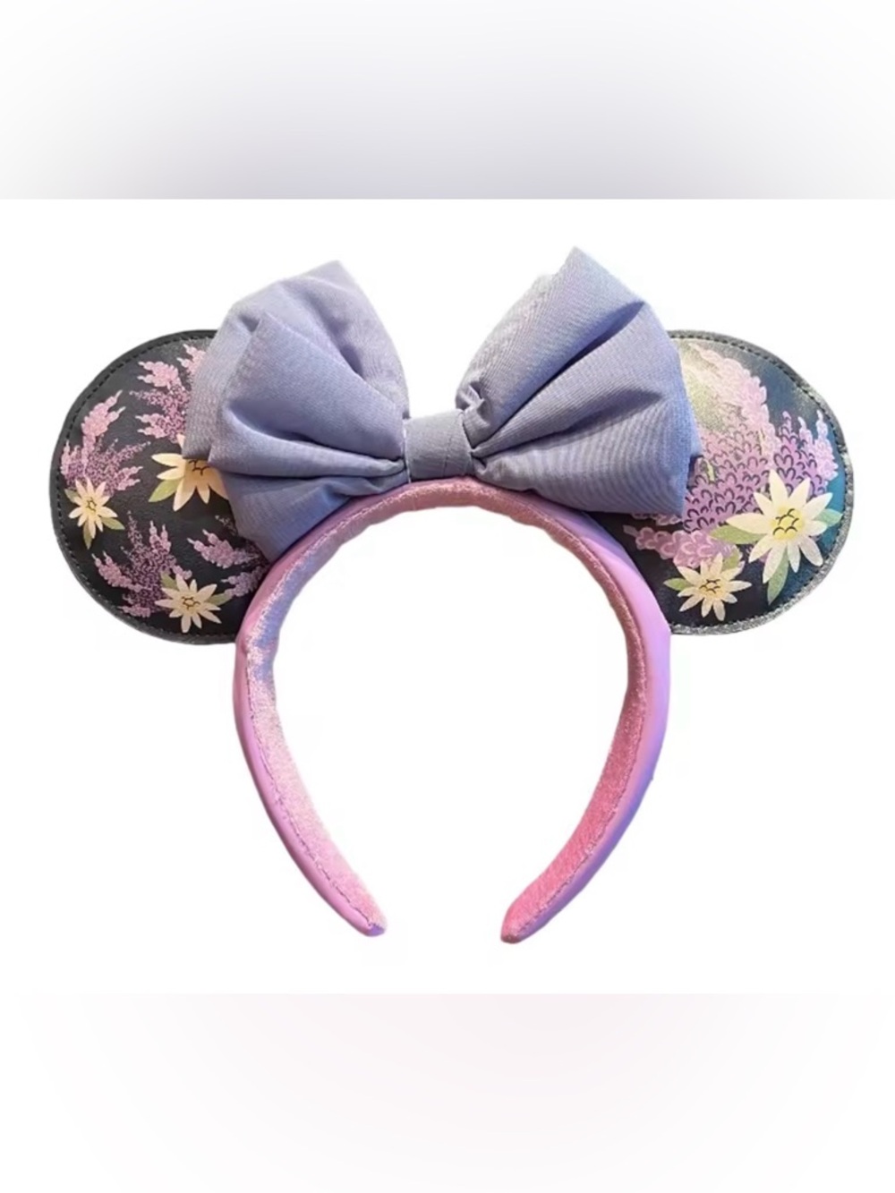 Lavender Floral Mouse Ear Headband with Lilac Bow NWOT